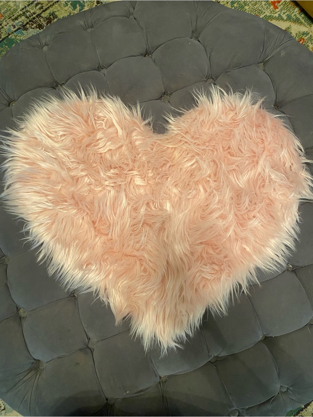 Heart Shaped Pink Faux Fur Accent Pillow Cover